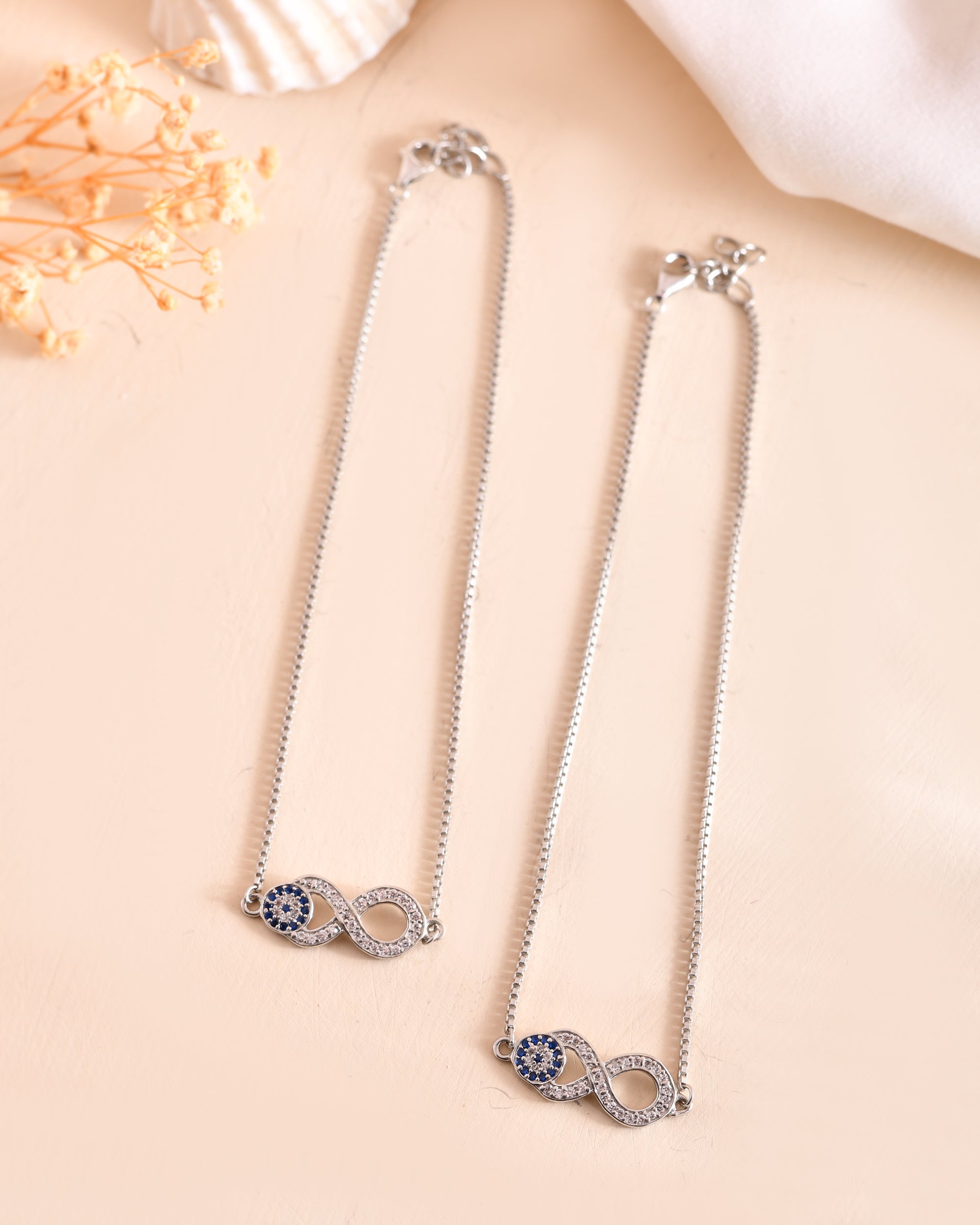 Blue Aura Infinity 925 Sterling Silver Anklet